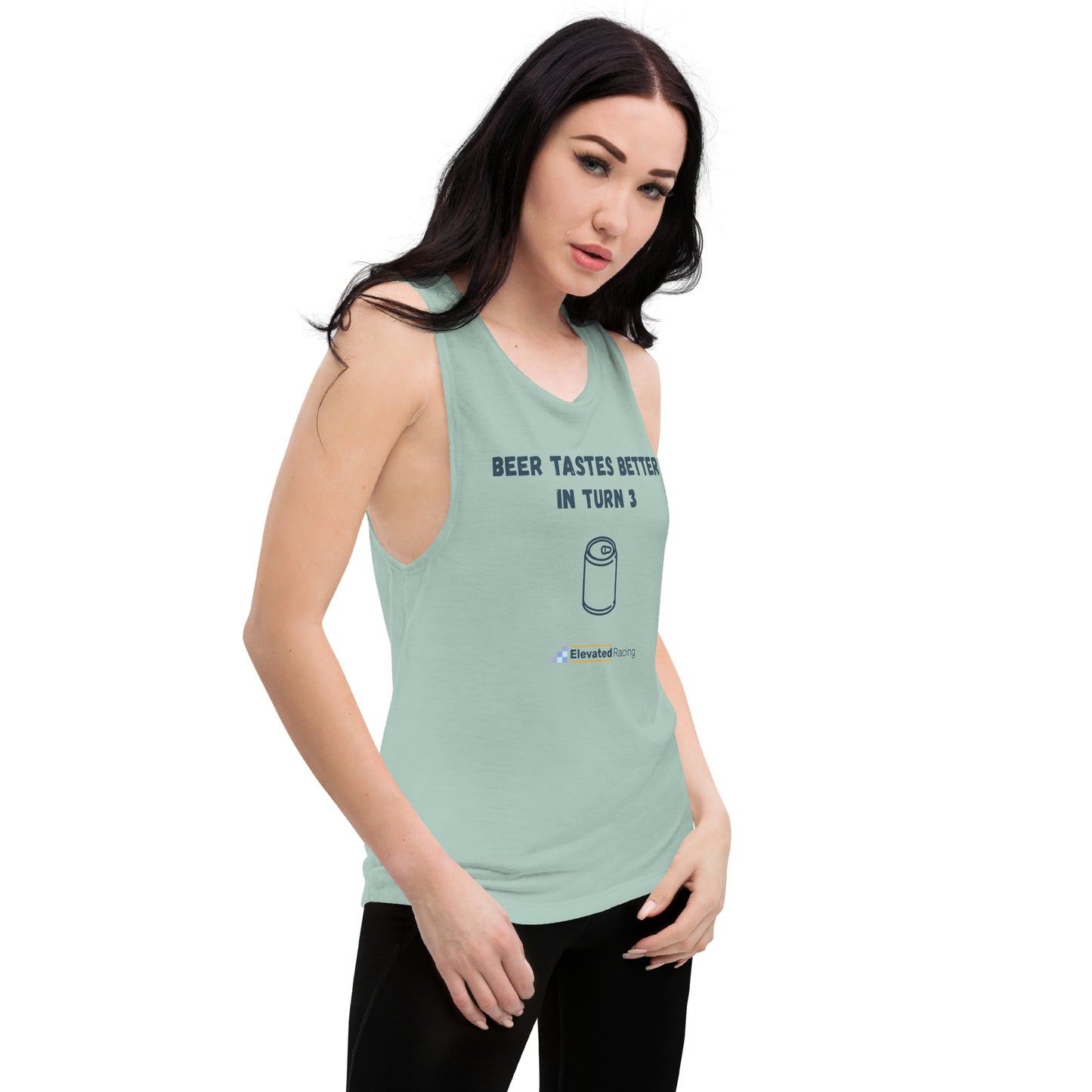 Beer Tastes Better In Turn 3 Women's Muscle Tank